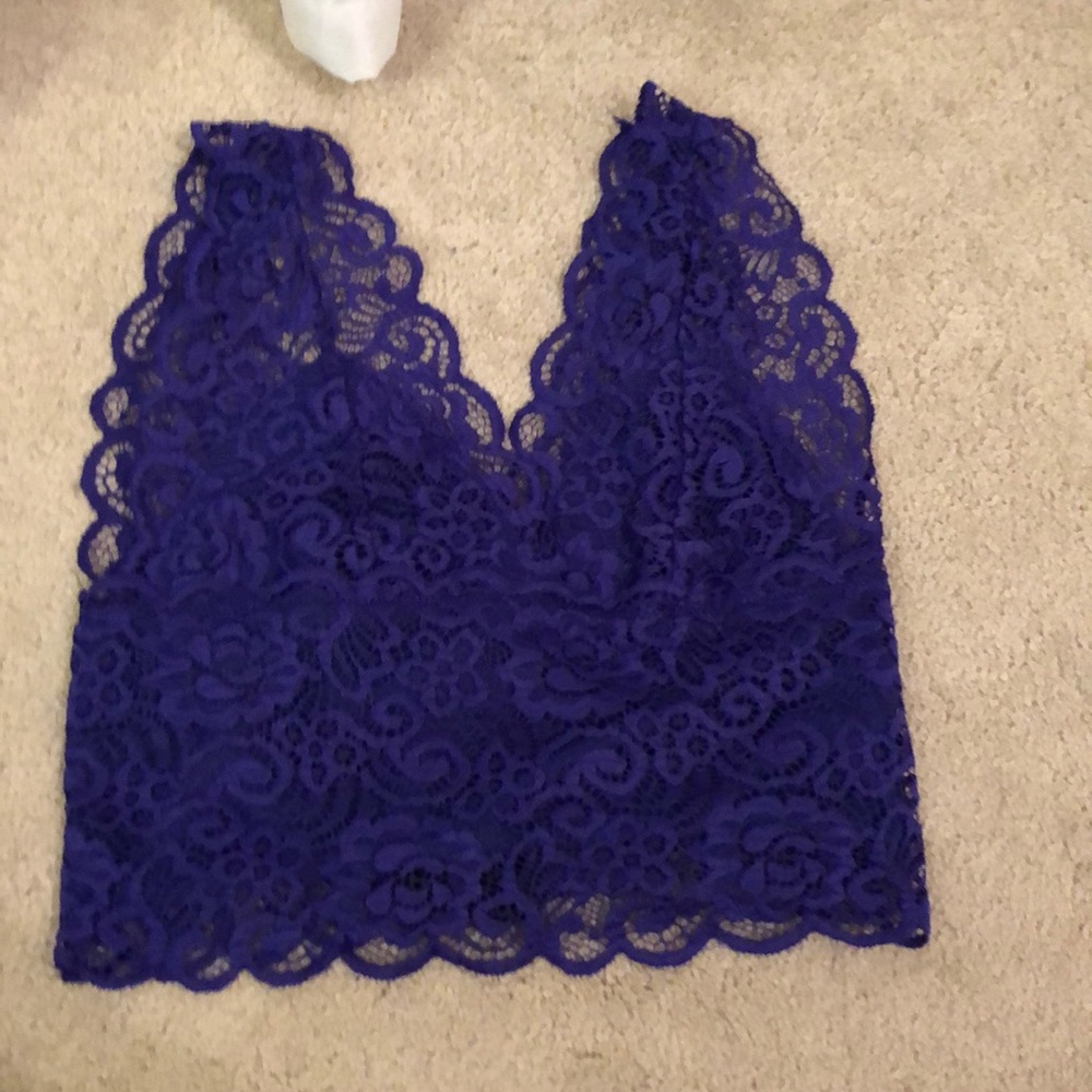 Bebe purple lace crop top